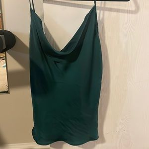 Emerald green silk spaghetti strap top